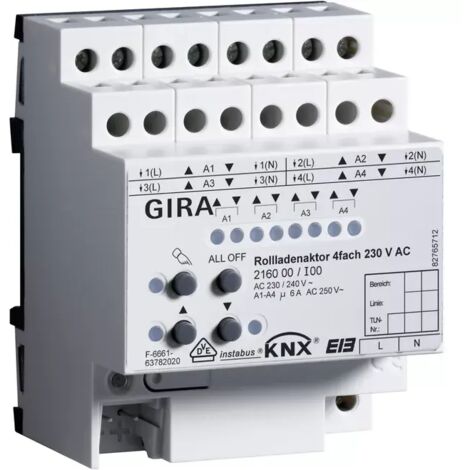 Gira Rollladenaktor 4f AC 230 V Hand KNX REG 216000