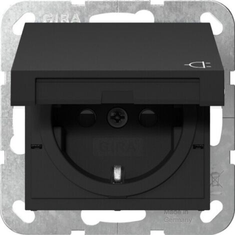 Gira SCHUKO-Steckd. KD + SP System 55 Schwarz m [4414005], 4414 005