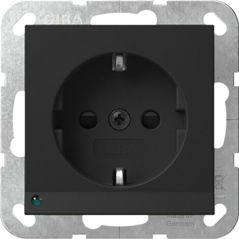 Gira SCHUKO-Steckd. LED-Leuchte + SP System 55 Schwarz m [4170005], 4170 005