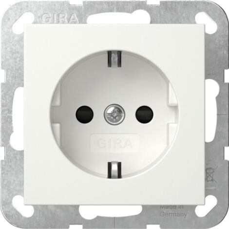 Gira SCHUKO-Steckd. SP o.Kr. System 55 Reinweiß [475503], 4755 03