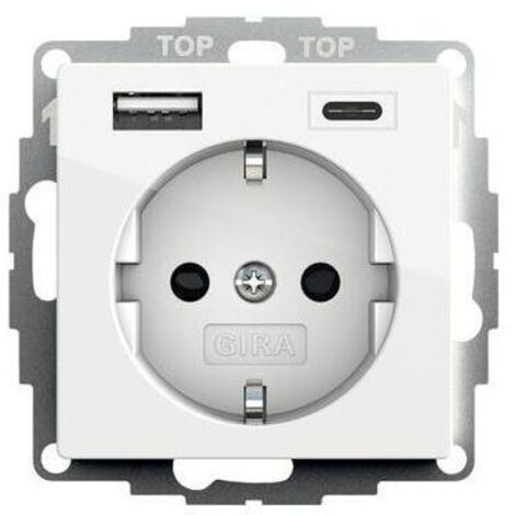 Gira Steckdose 1-fach reinweiß glänzend 1USB-A 1USB-C System 55 245903 UP mit BS Schutzkontakt