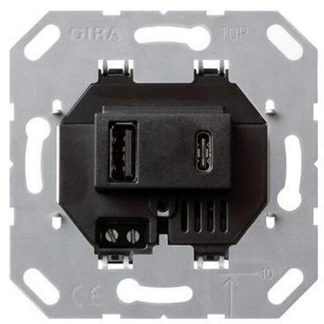 Gira USB-Spannungsvers. 2f Typ A/C Einsatz Schwarz 236900