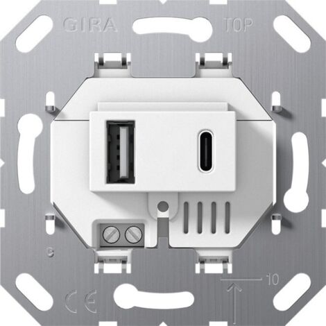 Gira USB-Spannungsvers. 2f Typ A/C Einsatz Weiß [234900], 2349 00