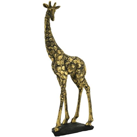 Girafe en résine dorée antique - Noir