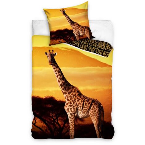 Giraffe Bettwäsche Set aus Baumwolle für Kinder – 140x200 cm Bettbezug & 70x70 cm Kissenbezug