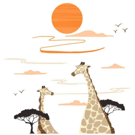 Giraffe Sun Wall Sticker Bedroom Kids Room Cartoon Forest Africa Animal Wall Decals Art Wall Decoration