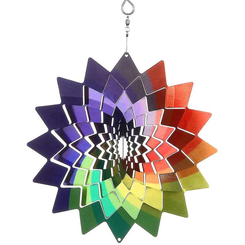 Image of Fortuneville - Girandola in metallo 3D che appende l'ornamento di arte del carillon di vento di filatura che decora la casa