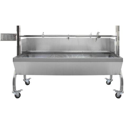 Spiedo a Cestello Inox Per Girarrosto Camino a Legna Barbecue Grill