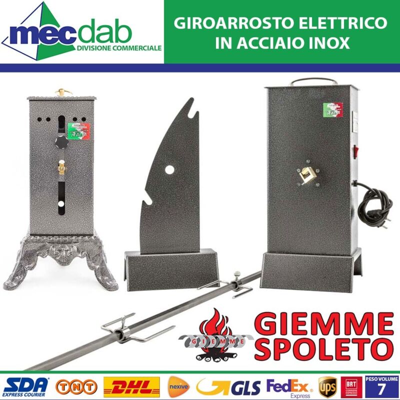 Girarrosto 1 Spiedo Acciaio Verniciato Volt 230 Watt 5 Cm 14x13 H.c...