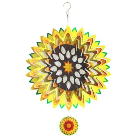 Girasoli a forma di vento - 30,5 cm - Riflettente 3D - Scultura da giardino sospesa - Decorazione per esterni