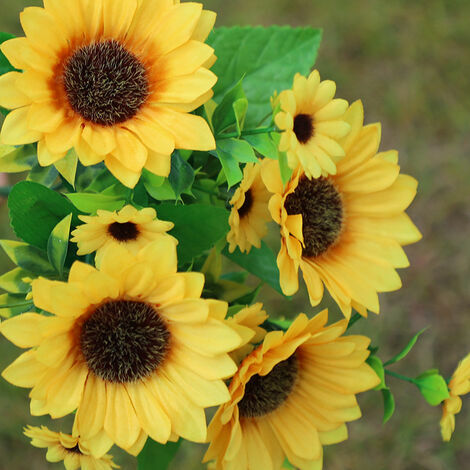 Seta Artificiale Finto Girasole Fiori Bouquet Albergo Piante Casa Festa  Decor