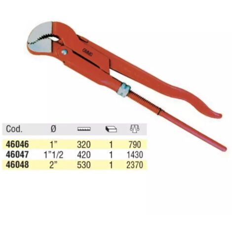 GIRATUBI OMMA GANASCE A 45°  DIAMETRO 1"  -   LUNGHEZZA TOTALE 320 MM