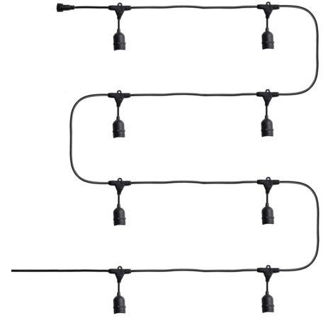Girlande Aussen mit 8 E27 Lampenfassungen 5.5m Schwarz IP65 Schwarz