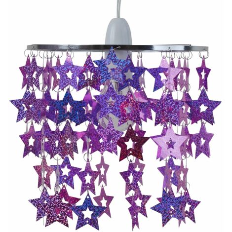 Pink And Purple Sparkly Star Design Easy Fit Light Shade 57701
