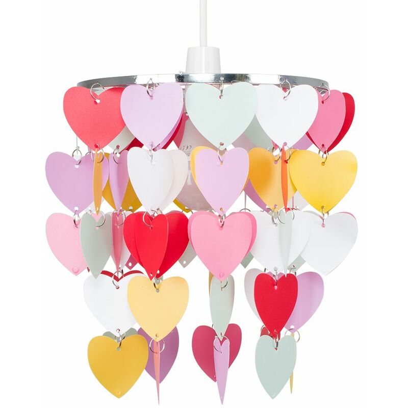 Girls Bedroom Pink Red White Hearts Ceiling Light Shade Pendant Lampshade