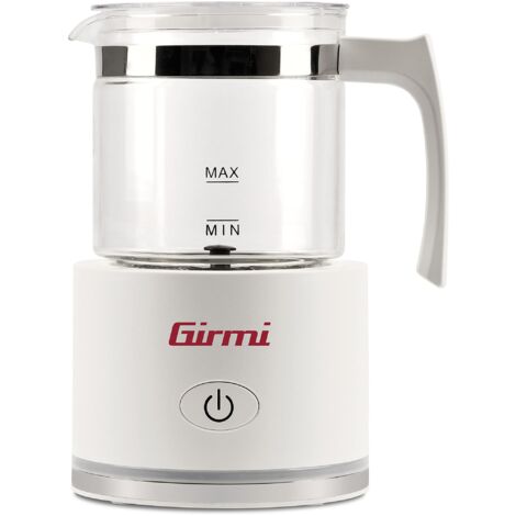 Girmi ML70 Montalatte, 600W, Capacità 250 ml, Contenitore in vetro, Spegnimento automatico, Monta e scalda anche Latte Vegetale, Bianco