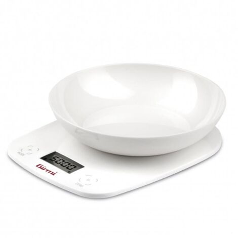 Girmi PS01 Bilancia da Cucina Elettronica Superficie Piana Rotondo Bianco