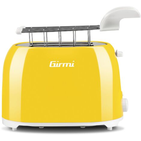 Girmi TP10 Tostapane, 750 W, Pinze estraibili inox, 7 livelli di cottura, Funzione tostafetta, Raccogli briciole, Espulsione automatica, Spegnimento automatico, Giallo