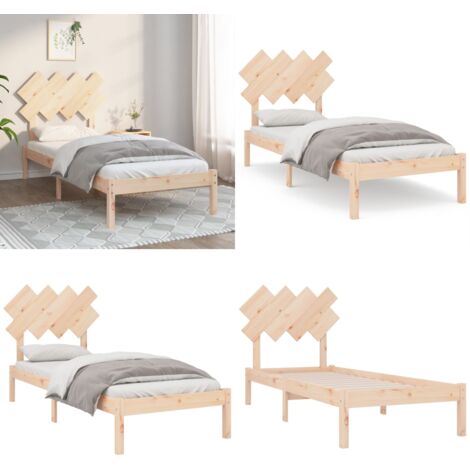 Giroletto 90x190 cm Single in Legno Massello - Letto in legno - Letto con testiera