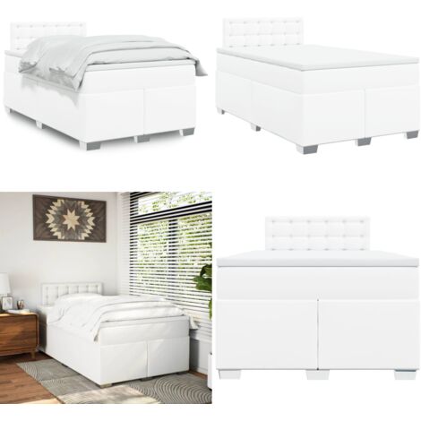 Giroletto a Molle con Materasso Bianco 120x190 cm in Similpelle - Materasso a molle insacchettato - Letto con testiera