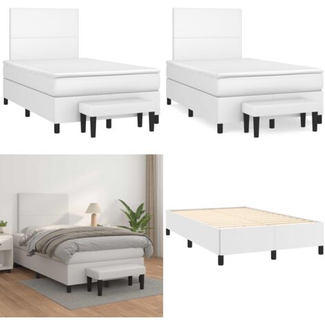 Giroletto a Molle con Materasso Bianco 120x190 cm in Similpelle - Materasso a molle - Letto con testiera regolabile
