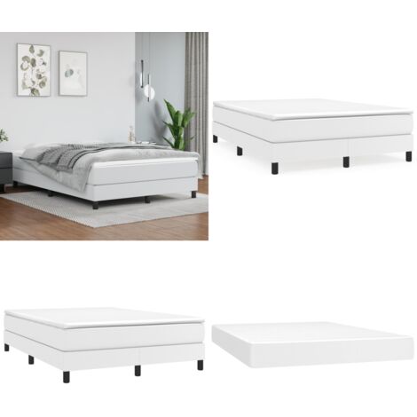 Giroletto a Molle con Materasso Bianco 140x190 cm in Similpelle - Materasso a molle - Letto con materasso