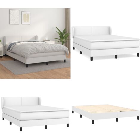 Giroletto a Molle con Materasso Bianco 140x190 cm in Similpelle - Materasso a molle - Letto con testiera regolabile