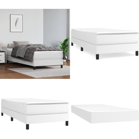 Giroletto a Molle con Materasso Bianco 80x200 cm in Similpelle - Materasso a molle - Letto con materasso