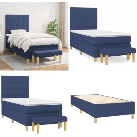 Giroletto a Molle con Materasso Blu 100x200 cm in Tessuto - Materasso a molle - Letto a molle