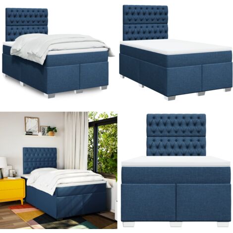 Giroletto a Molle con Materasso Blu 120x190 cm in Tessuto - Materasso a molle insacchettate - Letto a molle