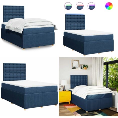 Giroletto a Molle con Materasso Blu 120x190 cm in Tessuto - Materasso a molle insacchettate - Letto a molle