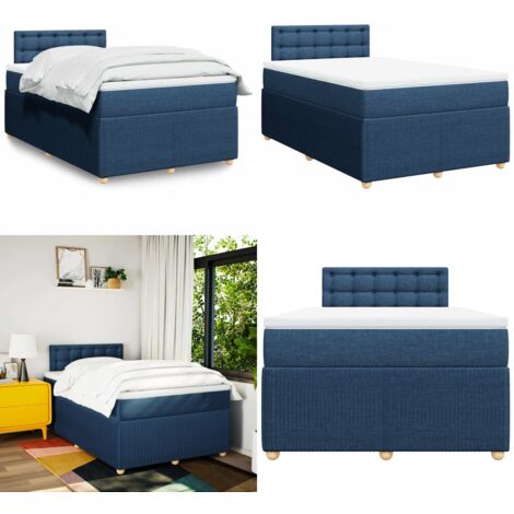 Giroletto a Molle con Materasso Blu 120x190 cm in Tessuto - Materasso a molle insacchettate - Letto a molle