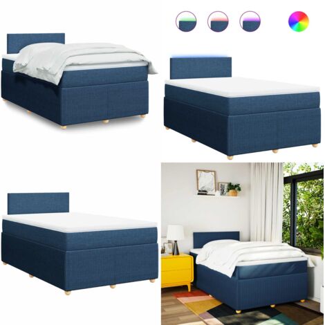 Giroletto a Molle con Materasso Blu 120x190 cm in Tessuto - Materasso a molle insacchettate - Letto con luci LED