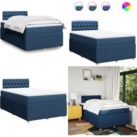 Giroletto a Molle con Materasso Blu 120x190 cm in Tessuto - Materasso a molle insacchettate - Letto con luci LED