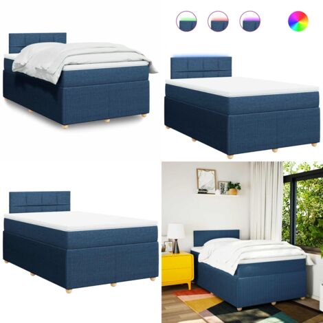 Giroletto a Molle con Materasso Blu 120x190 cm in Tessuto - Materasso a molle insacchettate - Letto con luci LED