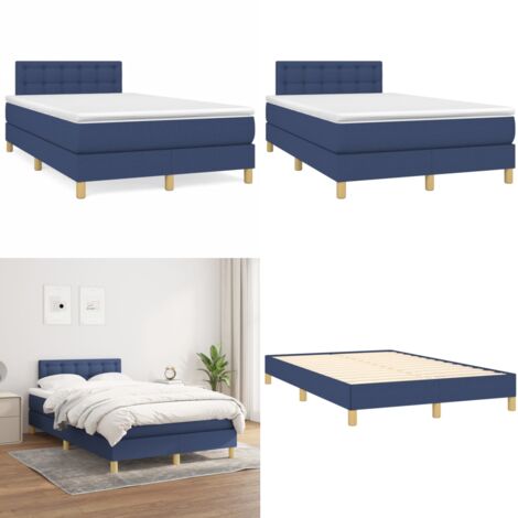 Giroletto a Molle con Materasso Blu 120x190 cm in Tessuto - Materasso a molle - Letto con testiera regolabile