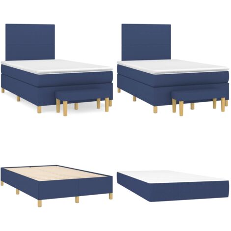 Giroletto a Molle con Materasso Blu 120x190 cm in Tessuto - Materasso a molle - Letto con testiera regolabile