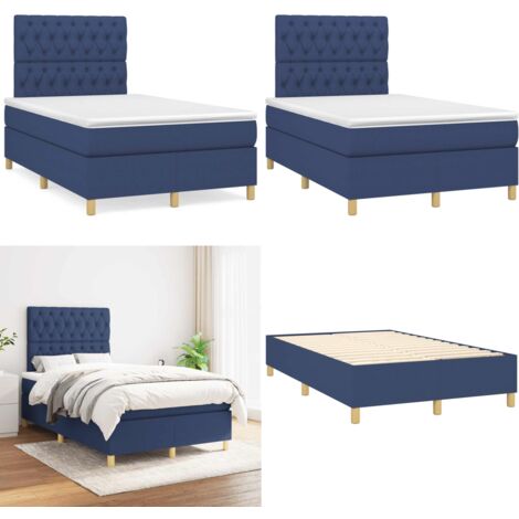 Giroletto a Molle con Materasso Blu 120x190 cm in Tessuto - Materasso a molle - Letto con testiera regolabile