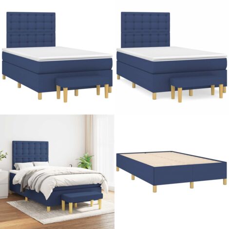 Giroletto a Molle con Materasso Blu 120x190 cm in Tessuto - Materasso a molle - Letto con testiera regolabile