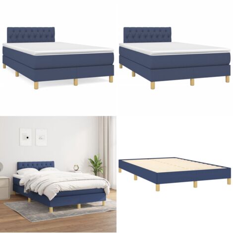 Giroletto a Molle con Materasso Blu 120x190 cm in Tessuto - Materasso a molle - Letto con testiera regolabile