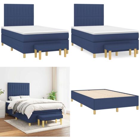 Giroletto a Molle con Materasso Blu 120x190 cm in Tessuto - Materasso a molle - Letto con testiera regolabile