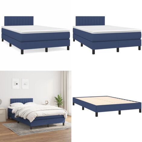 Giroletto a Molle con Materasso Blu 120x190 cm in Tessuto - Materasso a molle - Letto con testiera regolabile