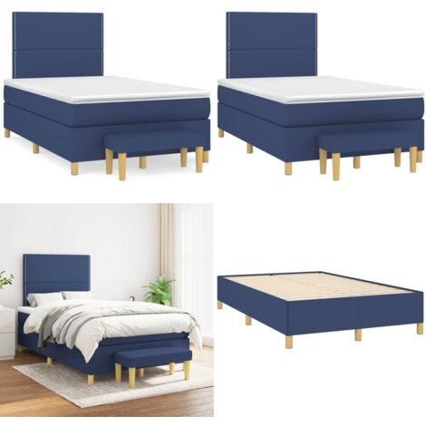 Giroletto a Molle con Materasso Blu 120x190 cm in Tessuto - Materasso a molle - Letto con testiera regolabile