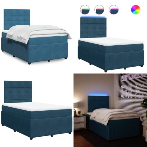 Giroletto a Molle con Materasso Blu 120x190 cm in Velluto - Materasso a molle insacchettate - Letto con testiera regolabile
