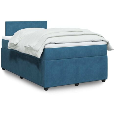 Giroletto a Molle con Materasso Blu 120x190 cm in Velluto vidaXL