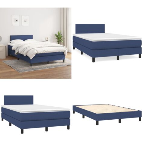 Giroletto a Molle con Materasso Blu 120x200 cm in Tessuto - Materasso a molle - Letto con testiera regolabile