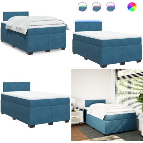 Giroletto a Molle con Materasso Blu 120x200 cm in Velluto - Materasso a molle insacchettate - Letto a molle