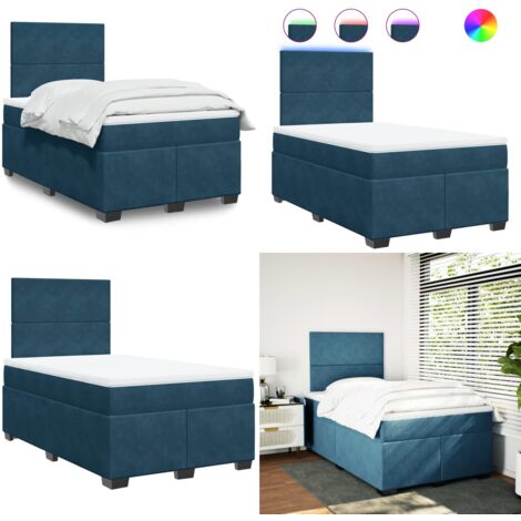 Giroletto a Molle con Materasso Blu 120x200 cm in Velluto - Materasso a molle insacchettate - Letto con testiera regolabile