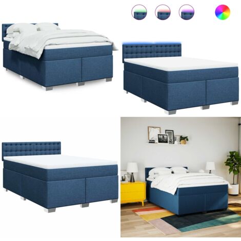 Giroletto a Molle con Materasso Blu 140x190 cm in Tessuto - Materasso a molle insacchettate - Coprimaterasso