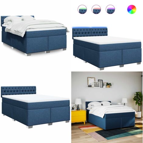 Giroletto a Molle con Materasso Blu 140x190 cm in Tessuto - Materasso a molle insacchettate - Coprimaterasso